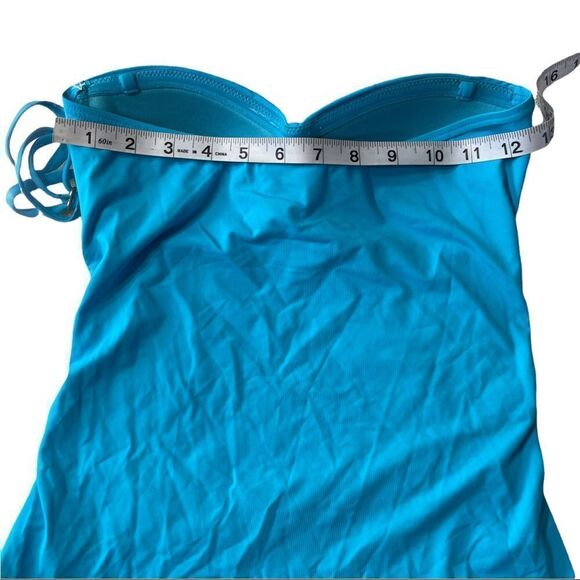 ANNE COLE Turquoise Twist-Front Ruched Tankini Top X-SMALL NWT - Picture 6 of 13